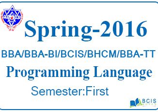 Programming Language- Spring,2016