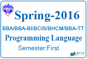 Programming Language- Spring,2016