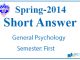Very Short Questions Spring 2014