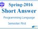 Very Short Questions Spring 2016