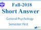 Very Short Questions Fall 2018