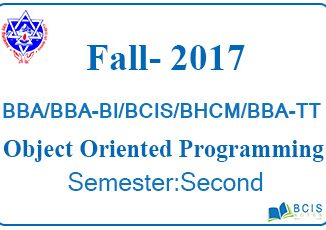 Object Oriented Programming Fall 2017