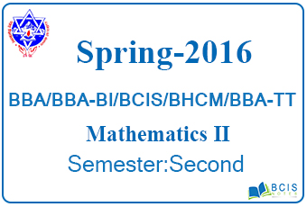 Spring 2016 Business Mathematics
